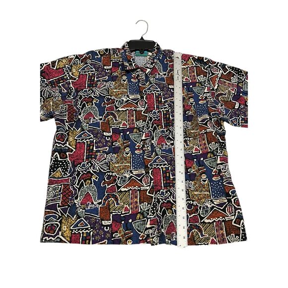 Vintage Women's Patagonia Fishing Tribal Aloha Aztec Print Hawaiian Shirt L - Picture 3 of 6